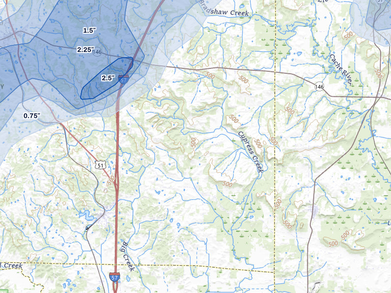 NEXRAD radar-signature map of the hail over Dongola, IL