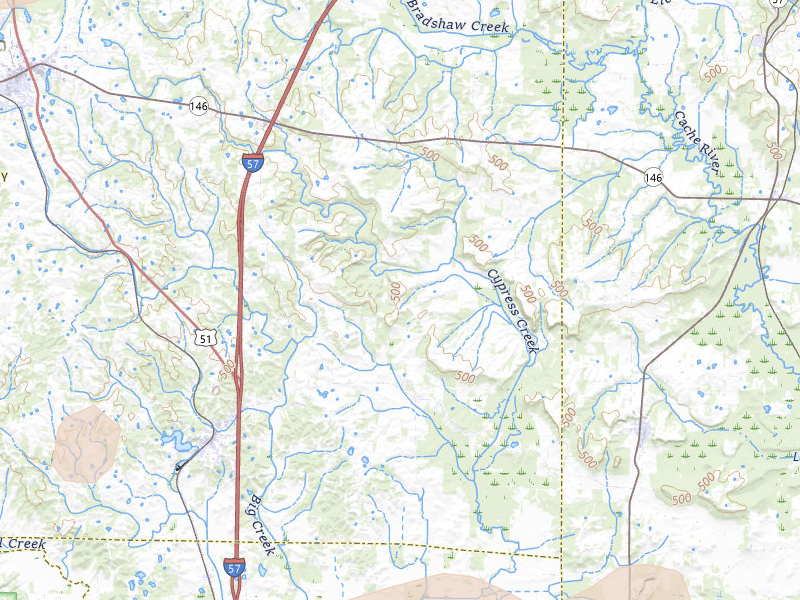 Radar-estimated hail-size map of the storm over Dongola, IL on Jun 1, 2026