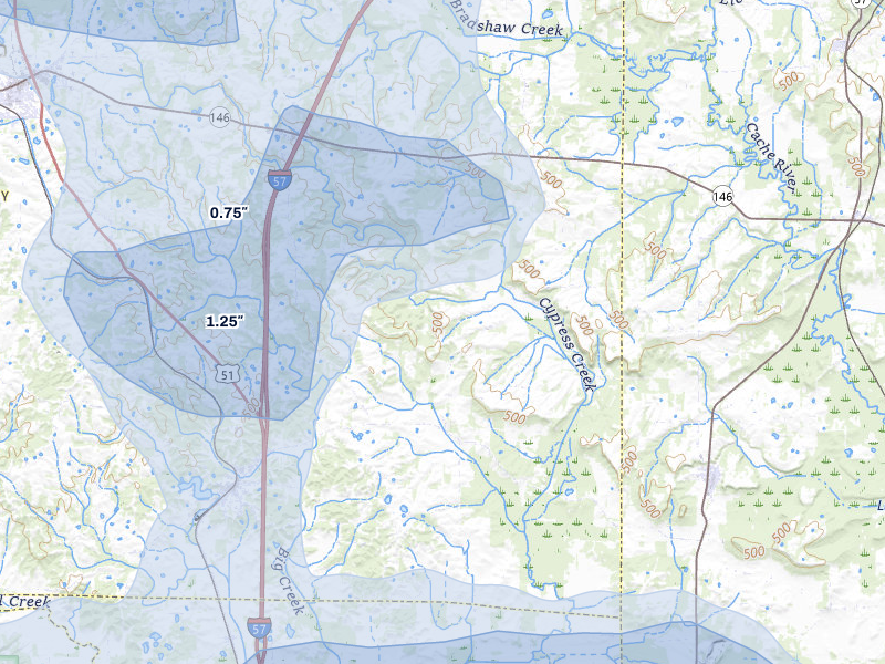 NEXRAD radar-signature map of the hail storm over Dongola, IL on Jun 1, 2026