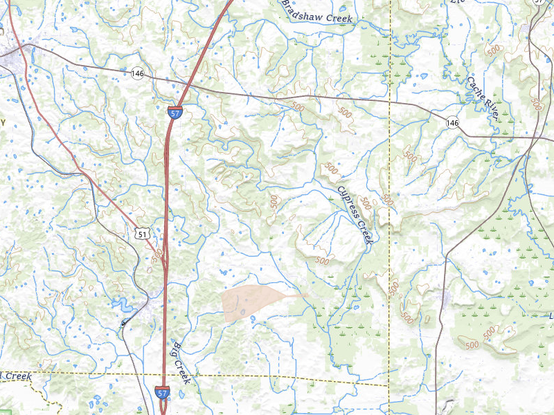 Radar-estimated hail-size map of the storm over Dongola, IL on Jul 9, 2026
