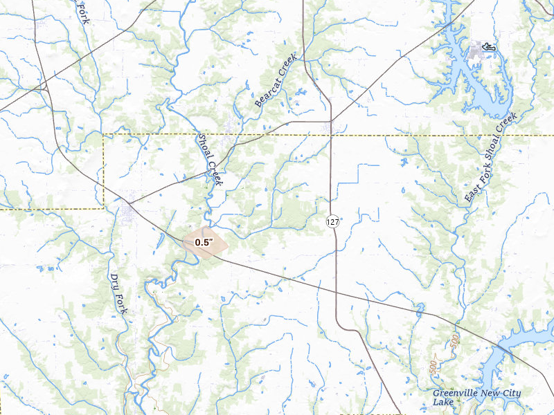 Radar-estimated hail-size map of the storm over Donnellson, IL on Mar 4, 2026
