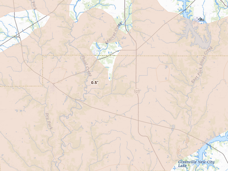 Radar-estimated hail-size map of the storm over Donnellson, IL on Apr 27, 2026