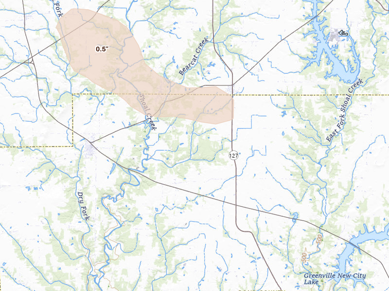 Radar-estimated hail-size map of the storm over Donnellson, IL on Jul 10, 2026