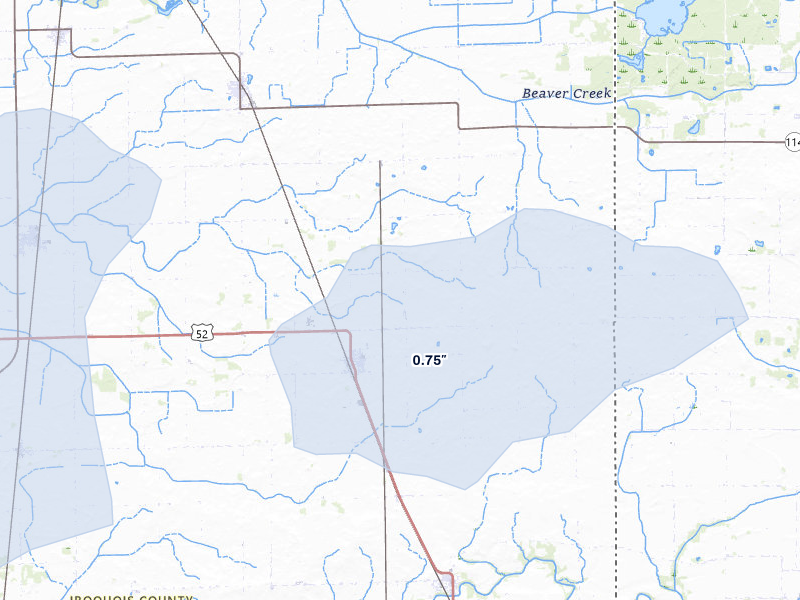 NEXRAD radar-signature map of the hail storm over Donovan, IL on Jun 5, 2026