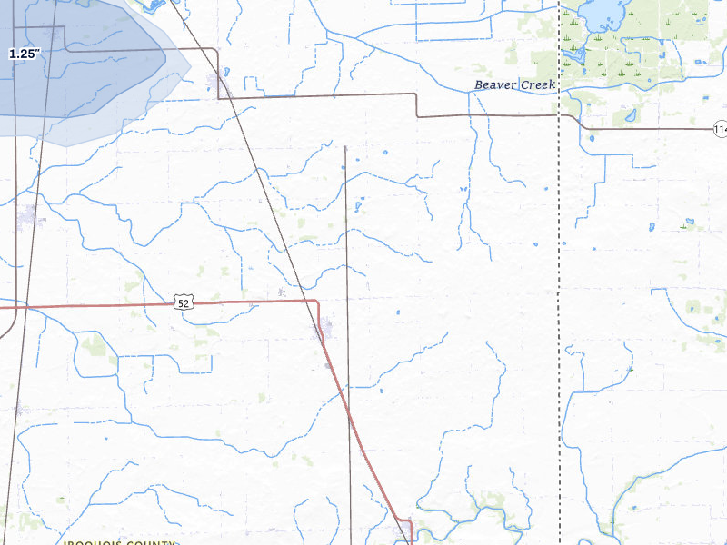 NEXRAD radar-signature map of the hail storm over Donovan, IL on Jul 27, 2026