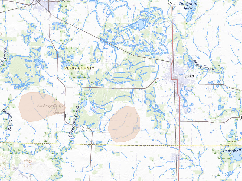 Radar-estimated hail-size map of the storm over Du Quoin, IL on May 31, 2026