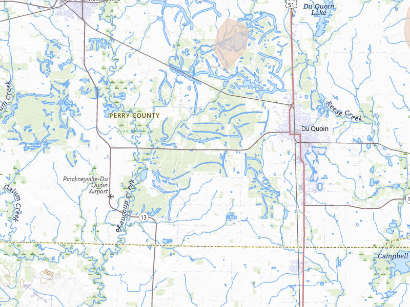 Radar-estimated hail-size map of the storm over Du Quoin, IL on Jul 8, 2026