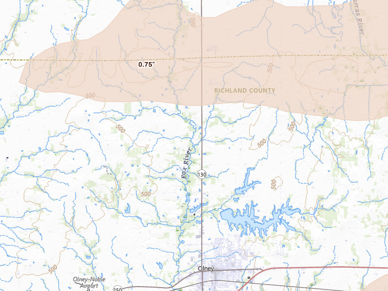 Radar-estimated hail-size map of the storm over Dundas, IL on Jun 21, 2026