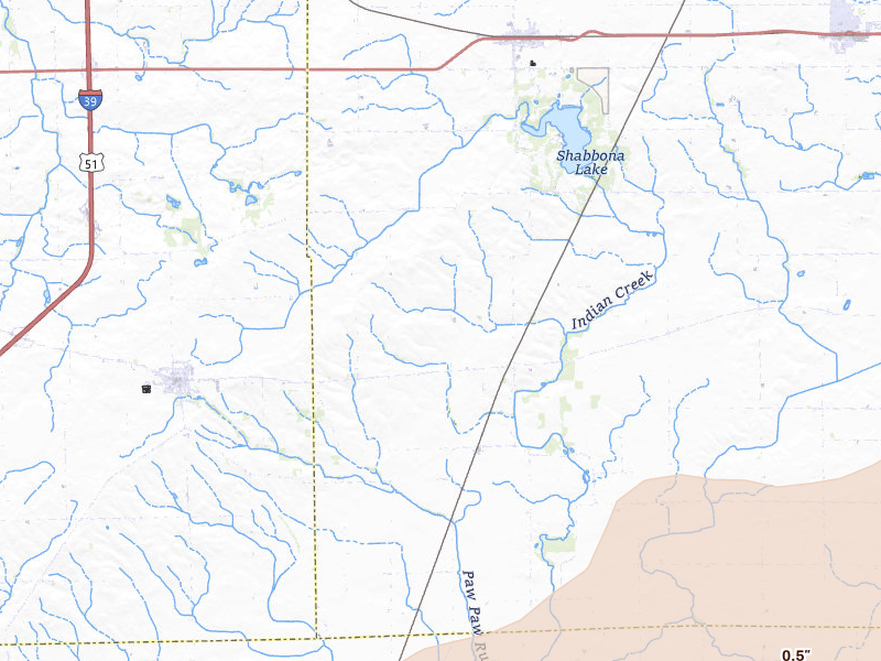 Radar-estimated hail-size map of the storm over Earlville, IL on Mar 10, 2026