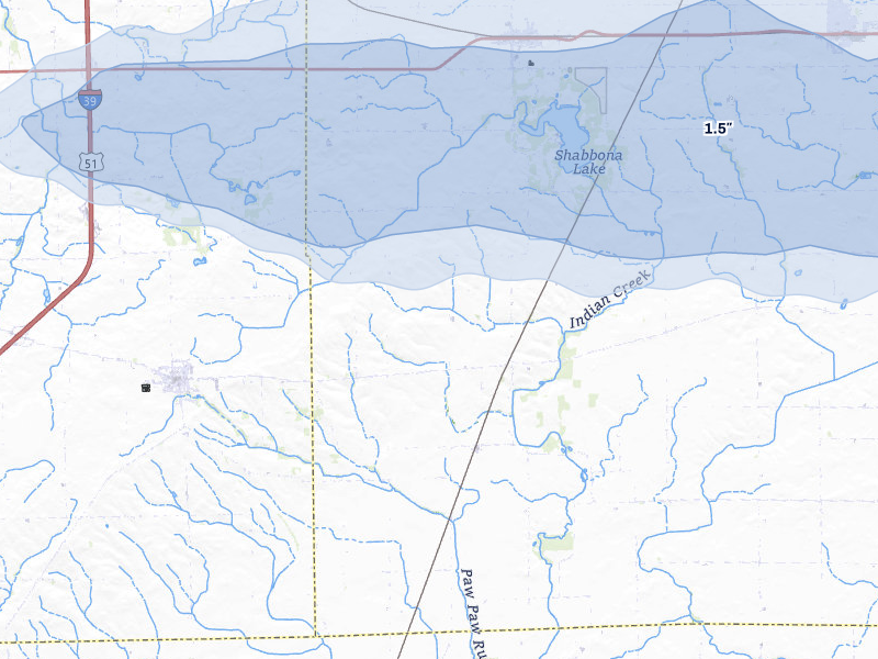 NEXRAD radar-signature map of the hail storm over Earlville, IL on Mar 30, 2026