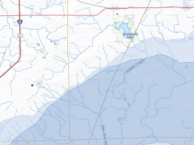 NEXRAD radar-signature map of the hail over Earlville, IL