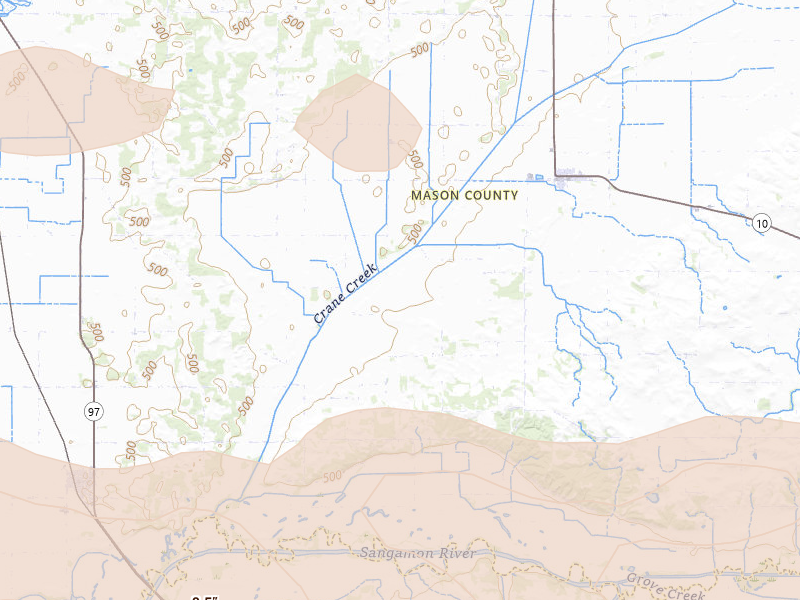 Radar-estimated hail-size map of the storm over Easton, IL on Jun 17, 2026