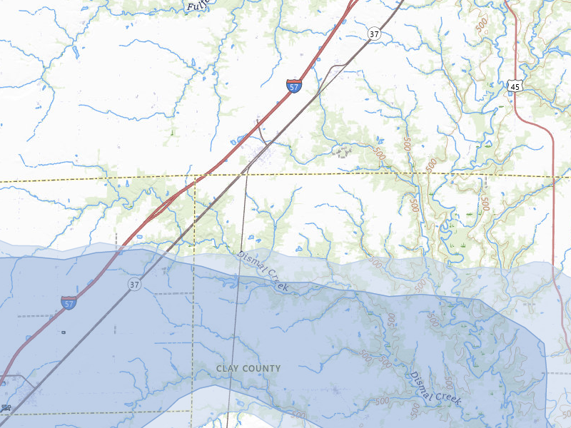 NEXRAD radar-signature map of the hail storm over Edgewood, IL on May 16, 2026