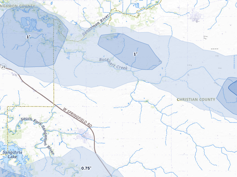 NEXRAD radar-signature map of the hail over Edinburg, IL
