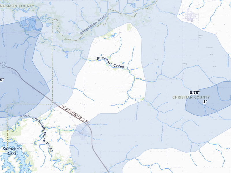 NEXRAD radar-signature map of the hail over Edinburg, IL