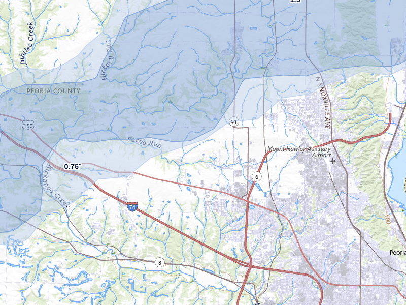 NEXRAD radar-signature map of the hail storm over Edwards, IL on Apr 2, 2026