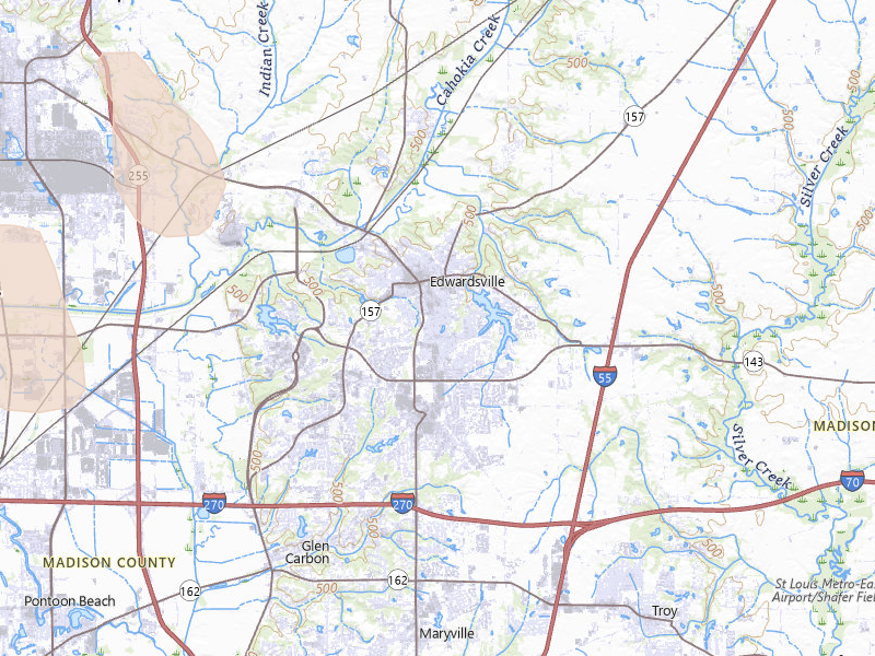 Radar-estimated hail-size map of the storm over Edwardsville, IL on Apr 26, 2026