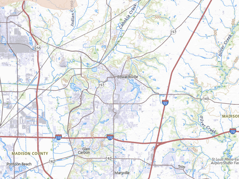 Radar-estimated hail-size map of the storm over Edwardsville, IL on May 3, 2026
