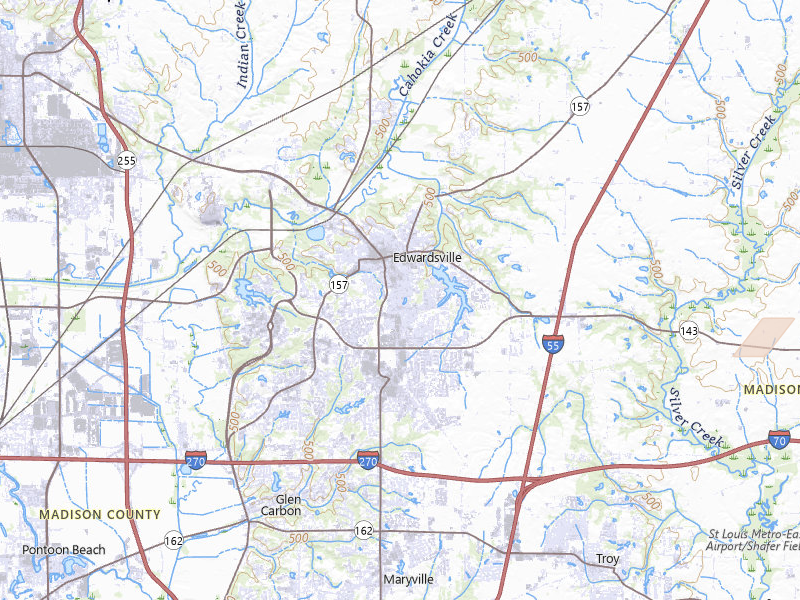 Radar-estimated hail-size map of the storm over Edwardsville, IL on Jul 4, 2026