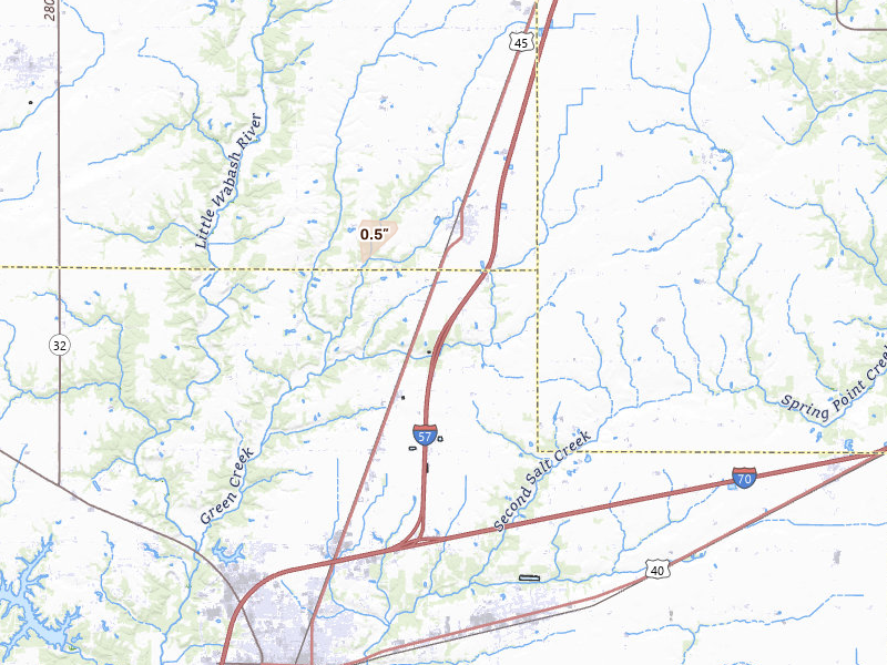 Radar-estimated hail-size map of the storm over Effingham, IL