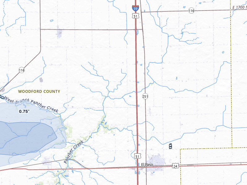 NEXRAD radar-signature map of the hail storm over El Paso, IL on Mar 31, 2026