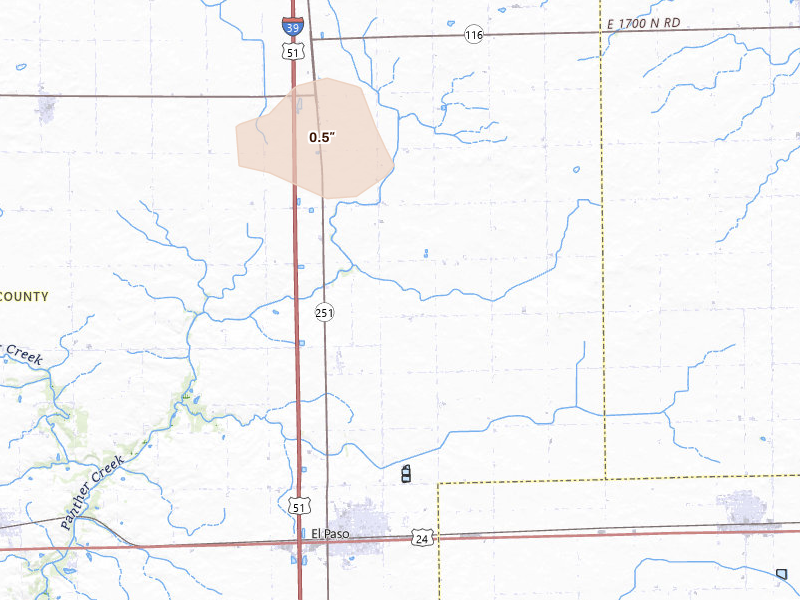 Radar-estimated hail-size map of the storm over El Paso, IL