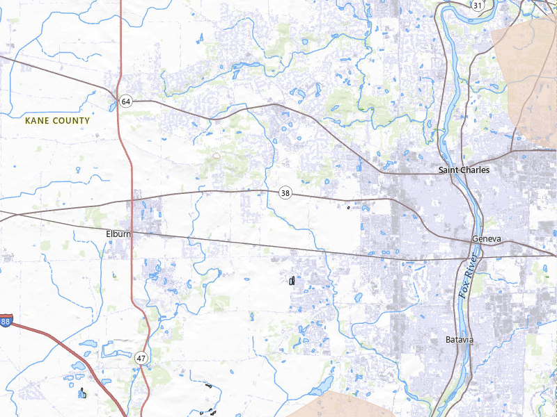Radar-estimated hail-size map of the storm over Elburn, IL on Jul 2, 2026