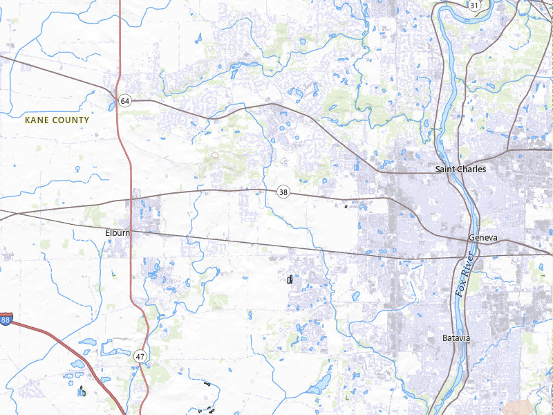 Radar-estimated hail-size map of the storm over Elburn, IL on Jul 3, 2026