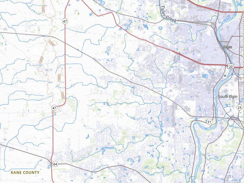 Radar-estimated hail-size map of the storm over Elgin, IL on Jul 3, 2026