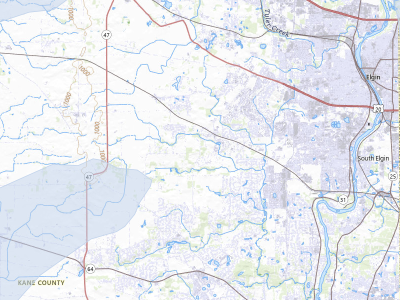 NEXRAD radar-signature map of the hail storm over Elgin, IL on Jul 3, 2026
