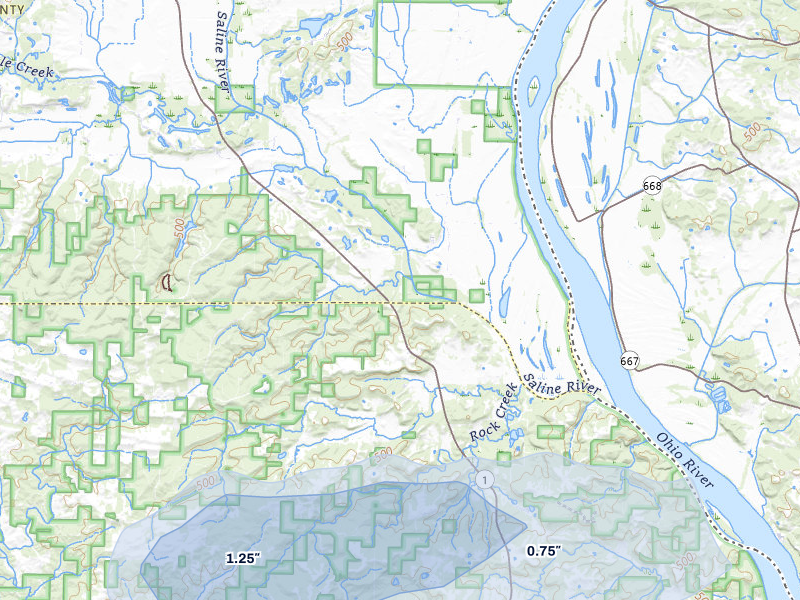 NEXRAD radar-signature map of the hail storm over Elizabethtown, IL on Aug 16, 2026