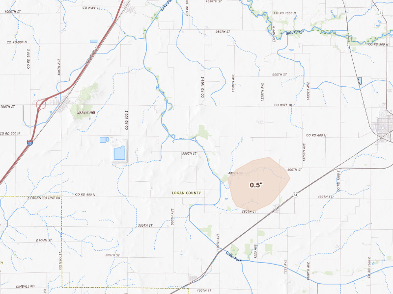 Radar-estimated hail-size map of the storm over Elkhart, IL