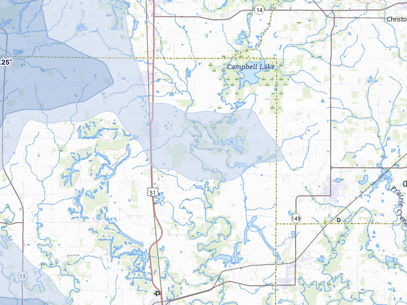 NEXRAD radar-signature map of the hail over Elkville, IL