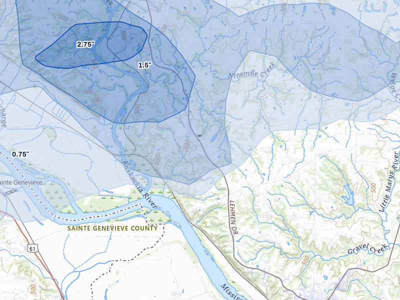 NEXRAD radar-signature map of the hail storm over Ellis Grove, IL on May 31, 2026