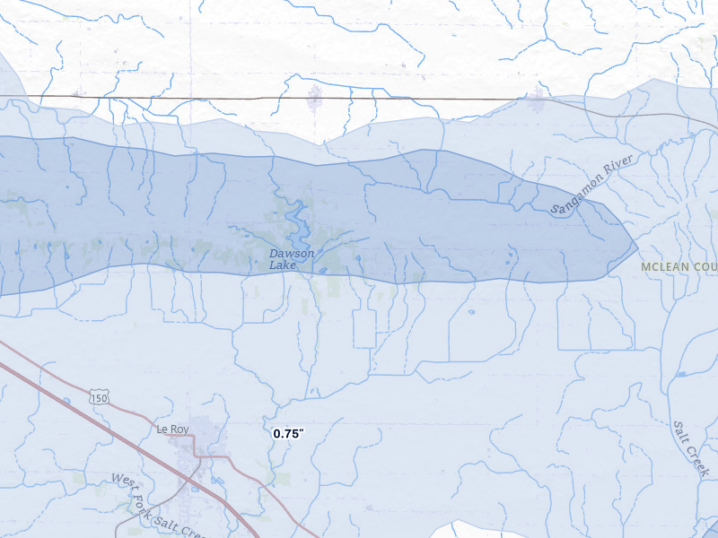 NEXRAD radar-signature map of the hail over Ellsworth, IL