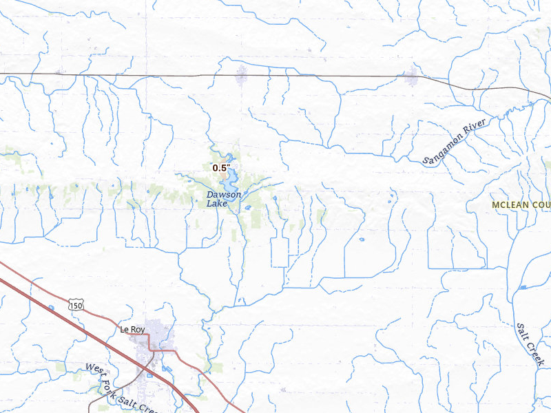 Radar-estimated hail-size map of the storm over Ellsworth, IL