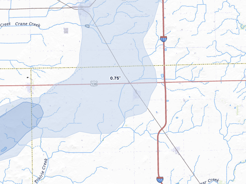NEXRAD radar-signature map of the hail storm over Emden, IL on Apr 27, 2026