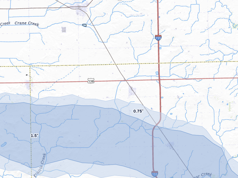 NEXRAD radar-signature map of the hail storm over Emden, IL on May 4, 2026