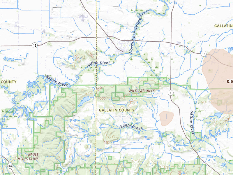 Radar-estimated hail-size map of the storm over Equality, IL on May 18, 2026