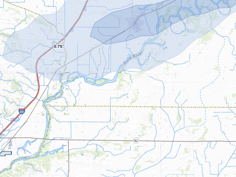 NEXRAD radar-signature map of the hail storm over Erie, IL on Mar 30, 2026