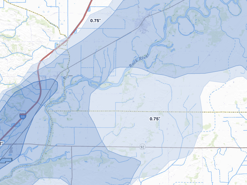 NEXRAD radar-signature map of the hail storm over Erie, IL on Apr 2, 2026