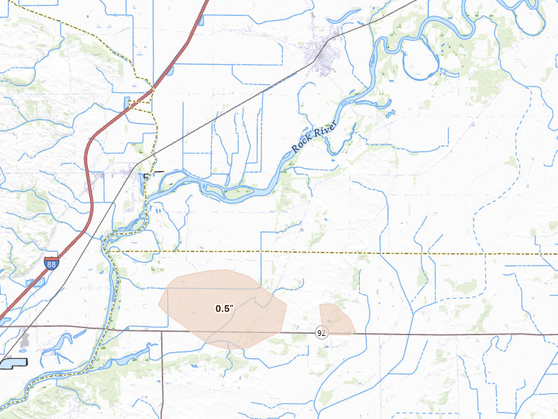 Radar-estimated hail-size map of the storm over Erie, IL