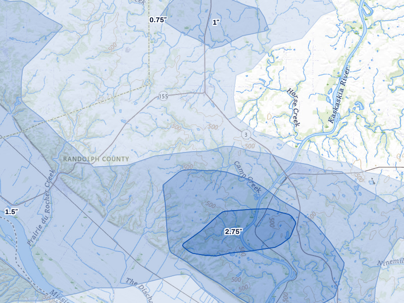 NEXRAD radar-signature map of the hail storm over Evansville, IL on May 31, 2026