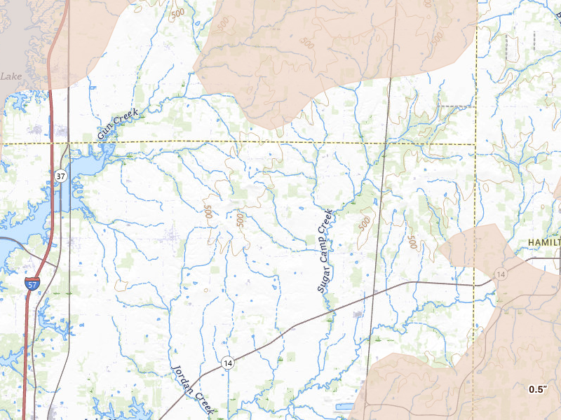 Radar-estimated hail-size map of the storm over Ewing, IL on Apr 27, 2026