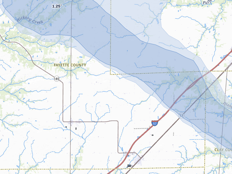 NEXRAD radar-signature map of the hail storm over Farina, IL on May 3, 2026