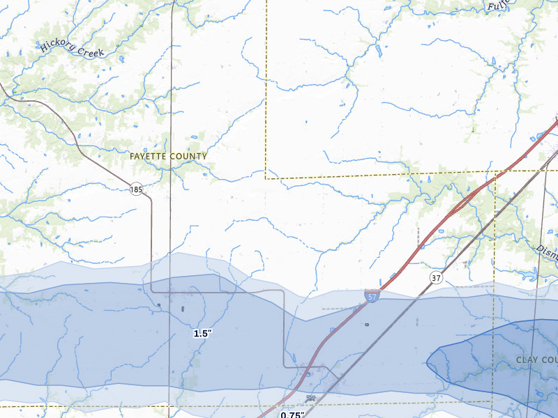 NEXRAD radar-signature map of the hail storm over Farina, IL on May 4, 2026