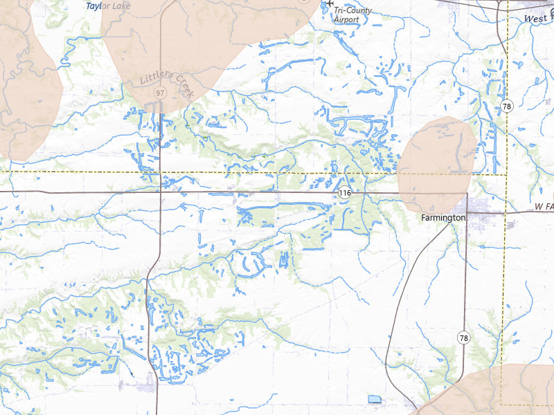 Radar-estimated hail-size map of the storm over Farmington, IL on Jun 11, 2026