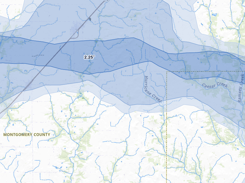 NEXRAD radar-signature map of the hail over Fillmore, IL