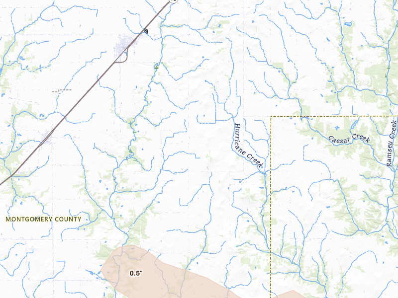 Radar-estimated hail-size map of the storm over Fillmore, IL on May 3, 2026