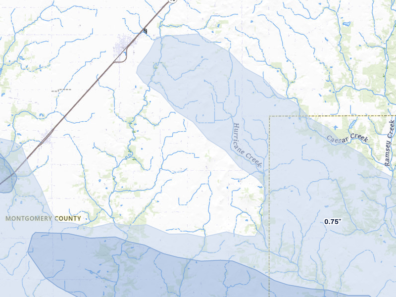 NEXRAD radar-signature map of the hail storm over Fillmore, IL on May 3, 2026